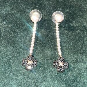 Swarovski Elegant Black and Silver Drop Earrings